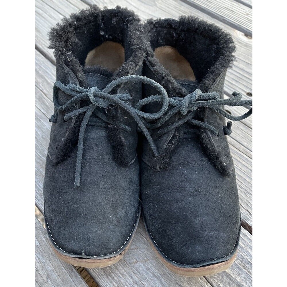 Beek Penguin Women's 7 Shearling Lined Black Suede Chukka Boots - Picture 5 of 11